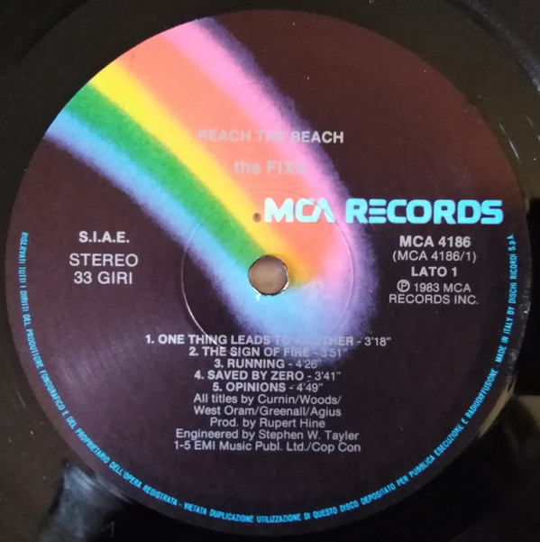 The Fixx - Reach The Beach | MCA Records (MCA 4186) - 3