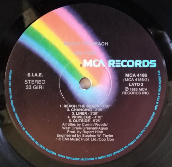 The Fixx - Reach The Beach | MCA Records (MCA 4186) - 4