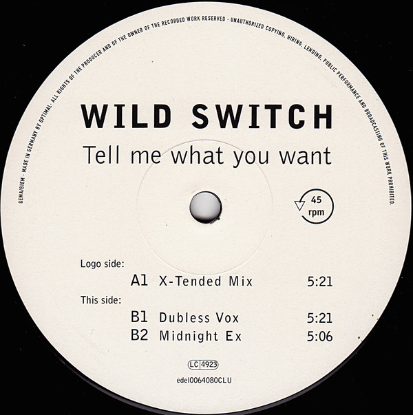 Wild Switch - Tell Me What You Want | Club Tools (edel0064080CLU) - 2
