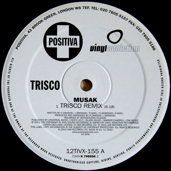 Trisco - Musak (The Remixes) | Positiva (12TIVX-155) - 2
