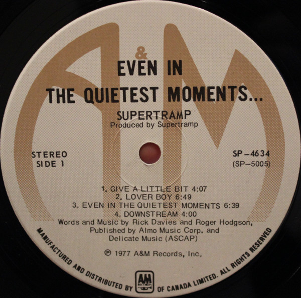 Supertramp - Even In The Quietest Moments... | A&M Records (SP-4634) - 3