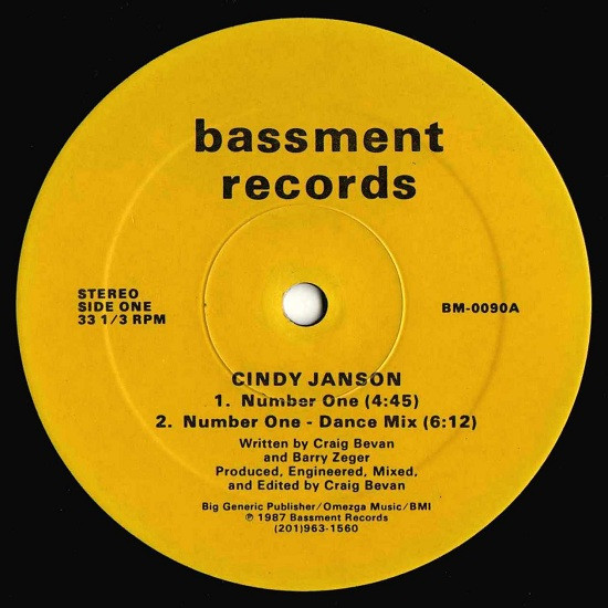 Cindy Janson - Number One | Bassment Records (BM-0090)