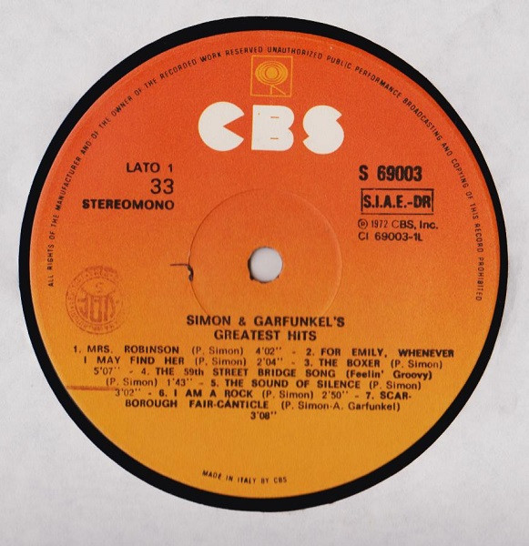 Simon & Garfunkel - Simon And Garfunkel's Greatest Hits | CBS (69003) - 3