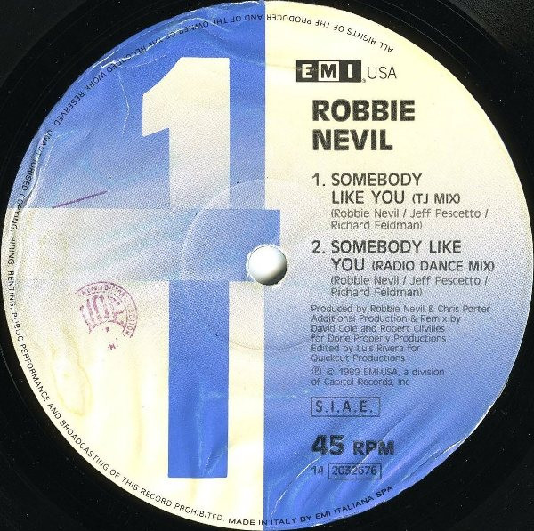 Robbie Nevil - Somebody Like You | EMI USA (14 2032676) - 3 Robbie Nevil - Somebody Like You | EMI USA (14 2032676) - 3