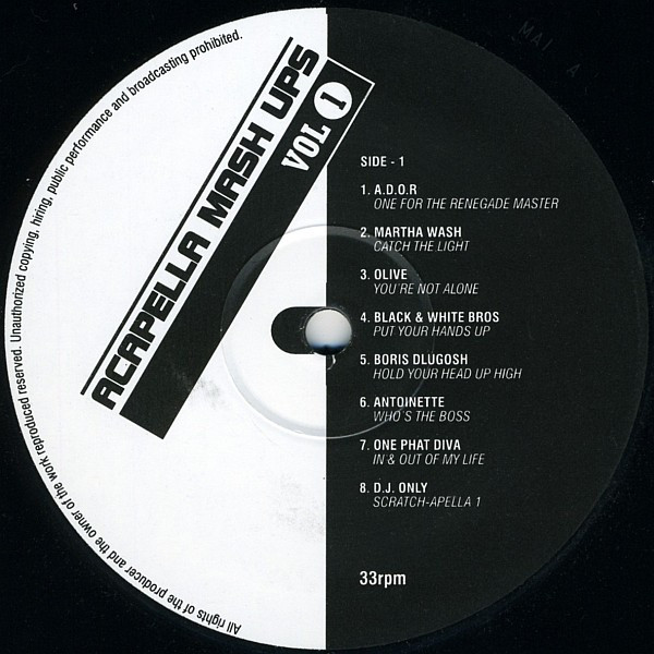 Various - Acapella Mash Ups Vol 1 | Not On Label (MA1) - main