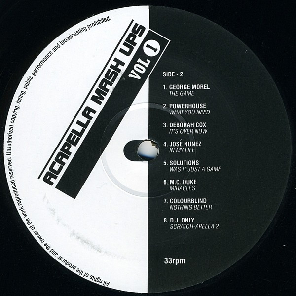 Various - Acapella Mash Ups Vol 1 | Not On Label (MA1) - 2