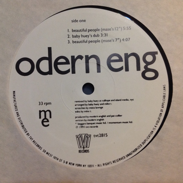 Modern English - Beautiful People | TVT Records (tvt2815-1) - 2 Modern English - Beautiful People | TVT Records (tvt2815-1) - 2