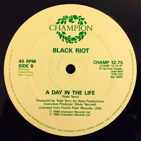 Black Riot - Warlock / A Day In The Life | Champion (CHAMP 12-75) - 2 Black Riot - Warlock / A Day In The Life | Champion (CHAMP 12-75) - 2