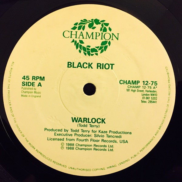 Black Riot - Warlock / A Day In The Life | Champion (CHAMP 12-75) - main Black Riot - Warlock / A Day In The Life | Champion (CHAMP 12-75) - main