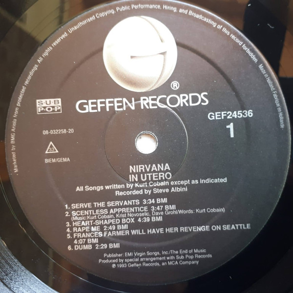 Nirvana - In Utero | Geffen Records (GEF 24536) - 3
