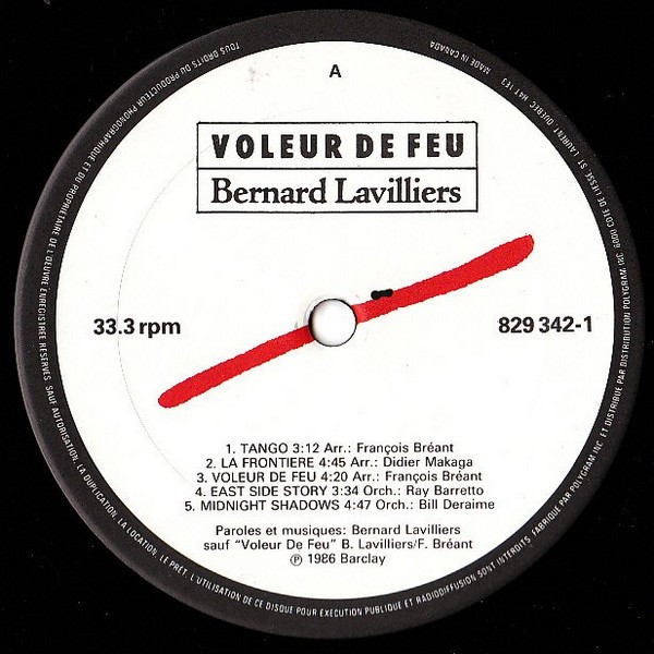 Bernard Lavilliers - Voleur De Feu (2LP) [Vinyl] | Barclay (829 342-1) - 2