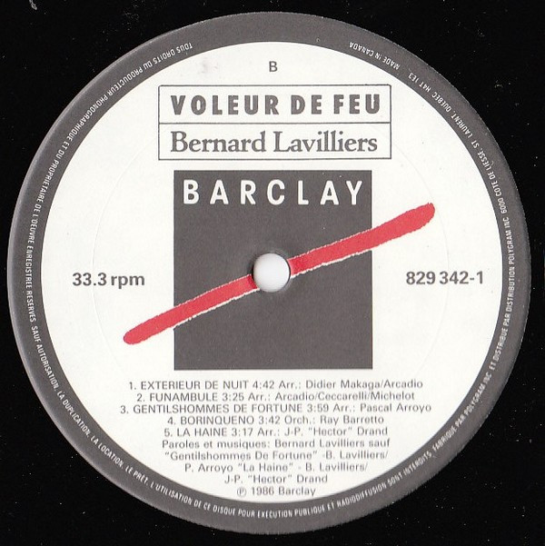 Bernard Lavilliers - Voleur De Feu (2LP) [Vinyl] | Barclay (829 342-1) - 3