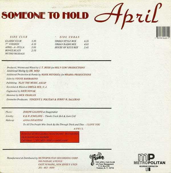 April - Someone To Hold | Metropolitan Recording Corporation (MRC 04462) - 2