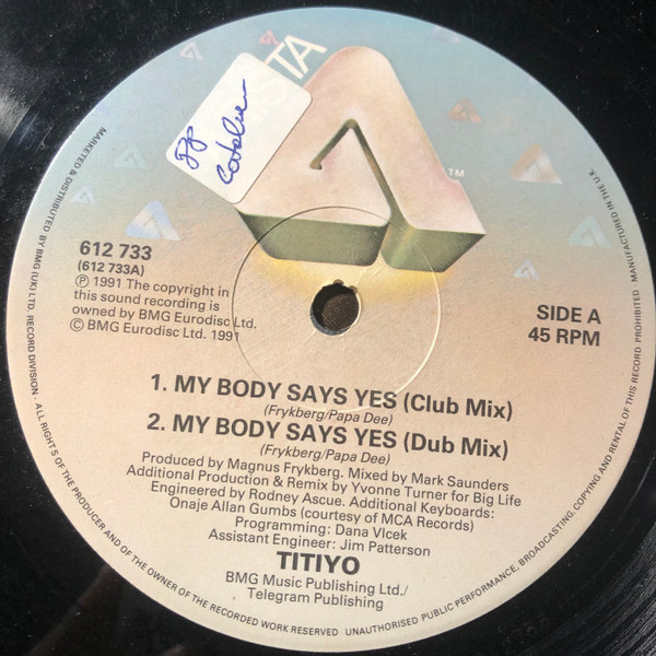 Titiyo - My Body Says Yes | Arista (612 733) - 2 Titiyo - My Body Says Yes | Arista (612 733) - 2