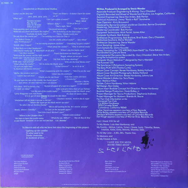 Stevie Wonder - In Square Circle | Motown (ZL 72005) - 15 Stevie Wonder - In Square Circle | Motown (ZL 72005) - 15