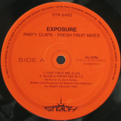 Exposure - Party Claps (Fresh Fruit And Exposure Mixes) | Stealth Records (STR 6493) - main Exposure - Party Claps (Fresh Fruit And Exposure Mixes) | Stealth Records (STR 6493) - main