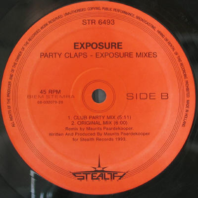 Exposure - Party Claps (Fresh Fruit And Exposure Mixes) | Stealth Records (STR 6493) - 2 Exposure - Party Claps (Fresh Fruit And Exposure Mixes) | Stealth Records (STR 6493) - 2
