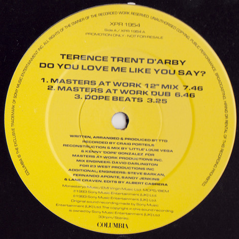 Terence Trent D'Arby - Do You Love Me Like You Say? | Columbia (XPR 1954)