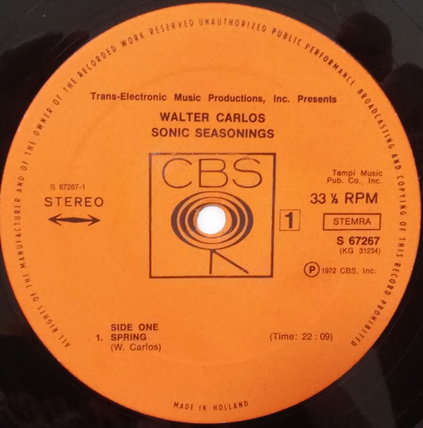 Walter Carlos - Sonic Seasonings | CBS (S 67267) - 4