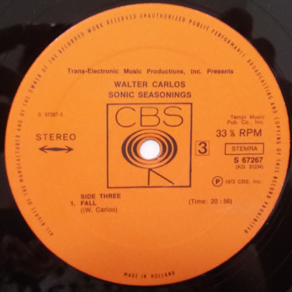 Walter Carlos - Sonic Seasonings | CBS (S 67267) - 6