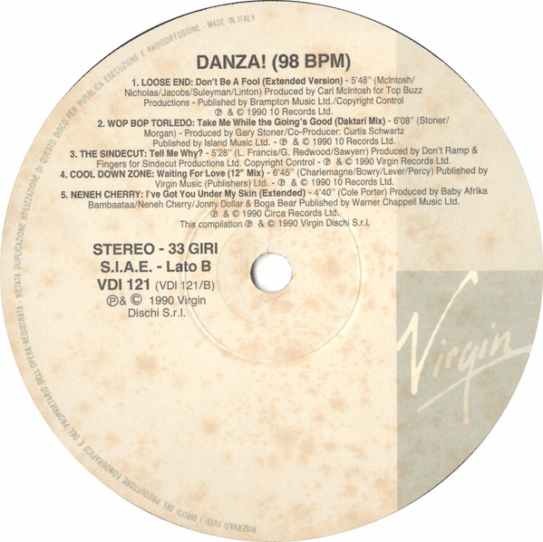 Various - Danza! (98 BPM) | Virgin Dischi S.R.L. (VDI 121) - 4