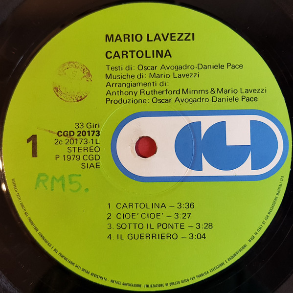 Mario Lavezzi - Cartolina | CGD (CGD 20173) - 3