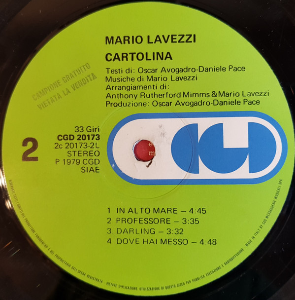 Mario Lavezzi - Cartolina | CGD (CGD 20173) - 4
