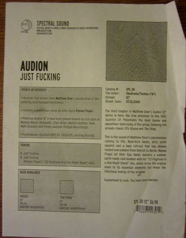Audion - Just Fucking | Spectral Sound (SPC-30) - 5