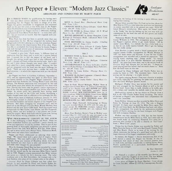 Art Pepper + Eleven (Modern Jazz Classics)