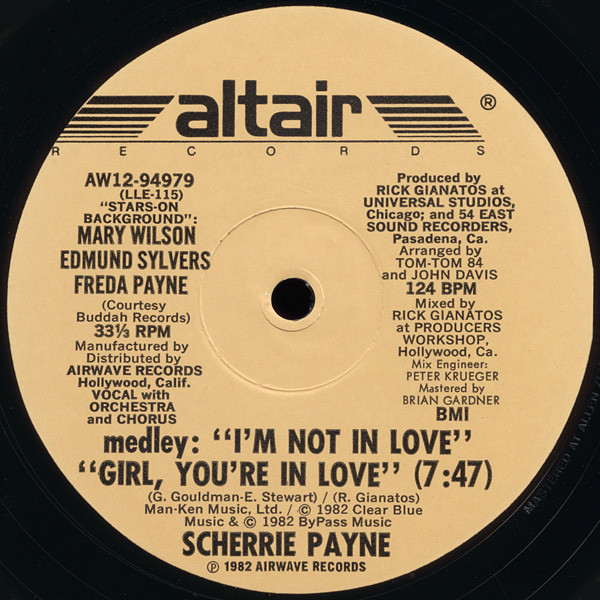 Scherrie Payne - Medley: I'm Not In Love / Girl, You're In Love | Altair Records (AW12-94979) - main Scherrie Payne - Medley: I'm Not In Love / Girl, You're In Love | Altair Records (AW12-94979) - main