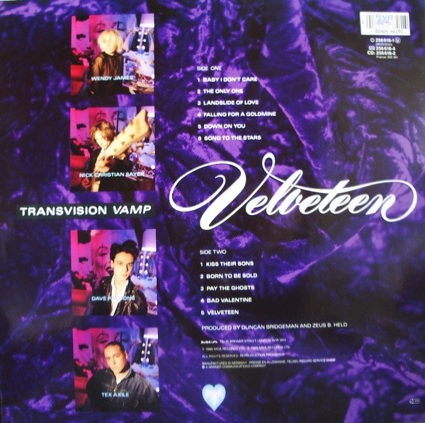 Transvision Vamp - Velveteen | MCA Records (256 618-1) - 2