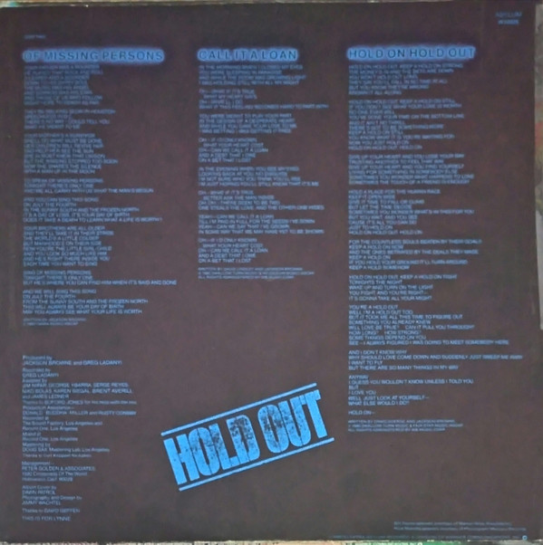 Jackson Browne - Hold Out | Asylum Records (W 52226) - 6 Jackson Browne - Hold Out | Asylum Records (W 52226) - 6