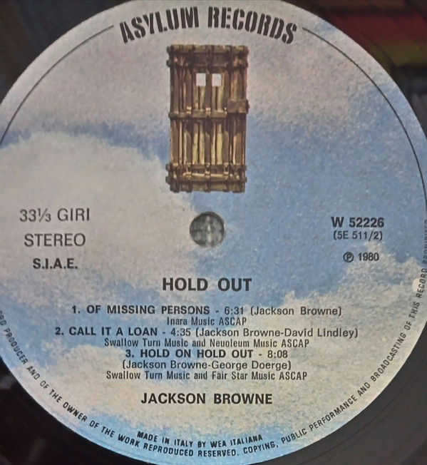 Jackson Browne - Hold Out | Asylum Records (W 52226) - 4 Jackson Browne - Hold Out | Asylum Records (W 52226) - 4