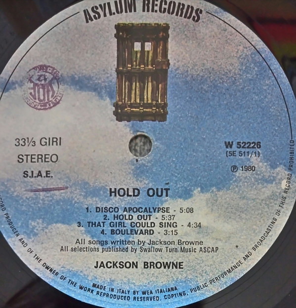 Jackson Browne - Hold Out | Asylum Records (W 52226) - 3 Jackson Browne - Hold Out | Asylum Records (W 52226) - 3
