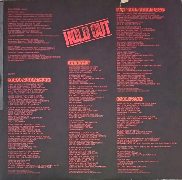 Jackson Browne - Hold Out | Asylum Records (W 52226) - 5 Jackson Browne - Hold Out | Asylum Records (W 52226) - 5