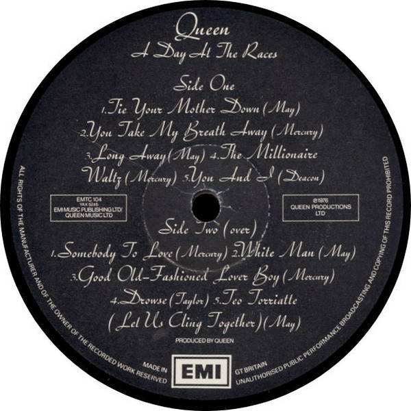 Queen - A Day At The Races | EMI (EMTC 104) - 5 Queen - A Day At The Races | EMI (EMTC 104) - 5