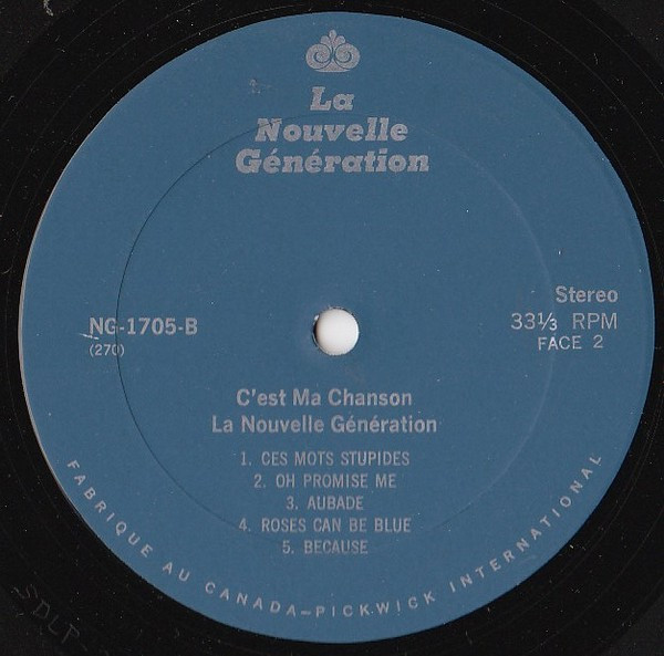 La Nouvelle Génération - C'Est Ma Chanson - La Nouvelle Génération | La Nouvelle Génération (NG-1705) - 4 La Nouvelle Génération - C'Est Ma Chanson - La Nouvelle Génération | La Nouvelle Génération (NG-1705) - 4