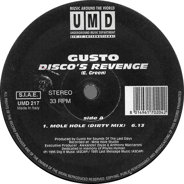 Gusto - Disco's Revenge | Underground Music Department (UMD) (UMD 217)