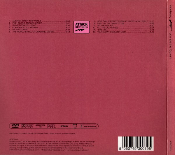 Morrissey - You Are The Quarry | Attack Records (ATKDX001) - 3
