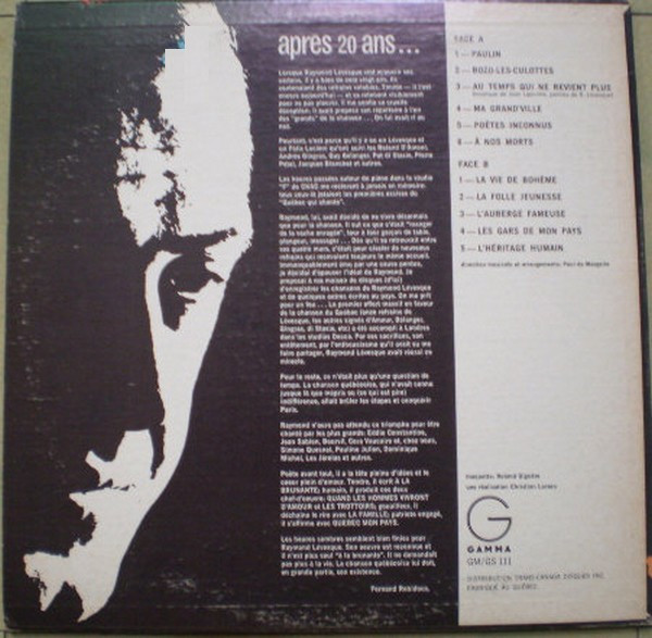 Raymond Lévesque - ... Après 20 Ans | Gamma (GM 111) - 2