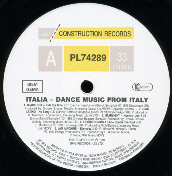 Various - Italia (Dance Music From Italy) | Deconstruction (PL 74289) - 7