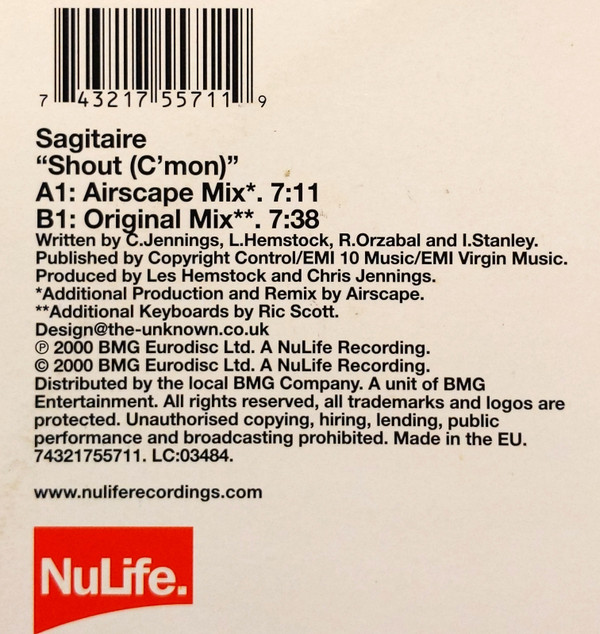 Sagitaire - Shout (C'mon) | NuLife (74321 75571 1) - 3