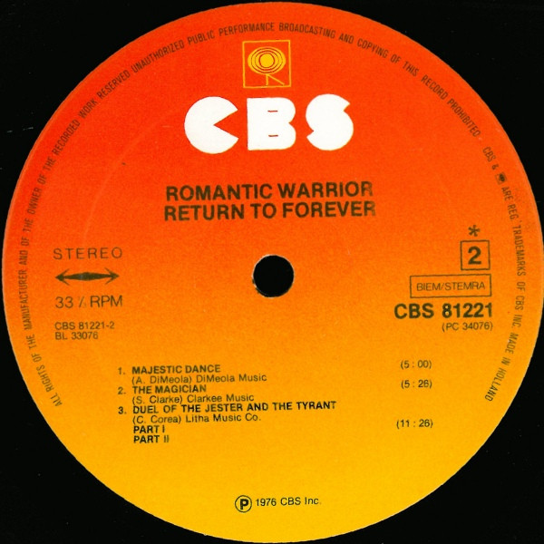 Return To Forever - Romantic Warrior | CBS (CBS 81221) - 4