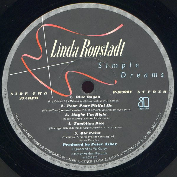 Linda Ronstadt - Simple Dreams | Asylum Records (P-10398Y) - 6 Linda Ronstadt - Simple Dreams | Asylum Records (P-10398Y) - 6