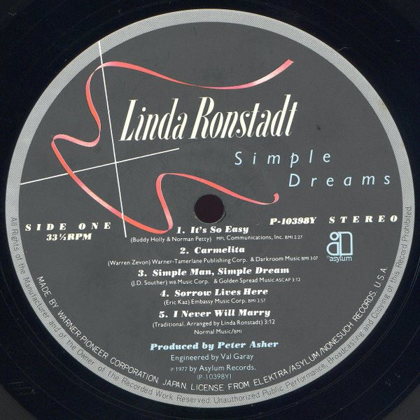 Linda Ronstadt - Simple Dreams | Asylum Records (P-10398Y) - 5 Linda Ronstadt - Simple Dreams | Asylum Records (P-10398Y) - 5