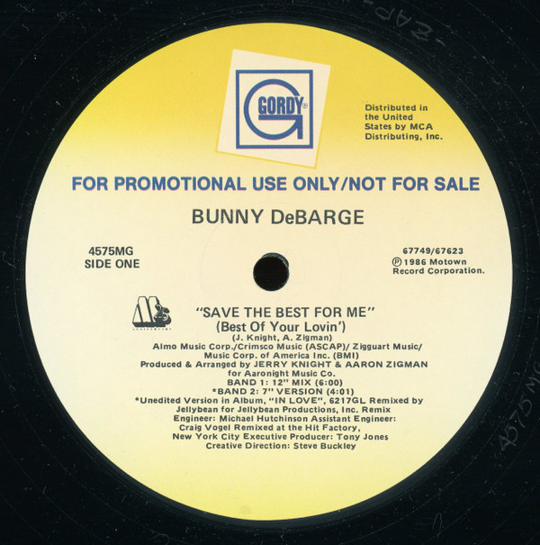 Bunny DeBarge - Save The Best For Me | Gordy (4575MG) - main Bunny DeBarge - Save The Best For Me | Gordy (4575MG) - main