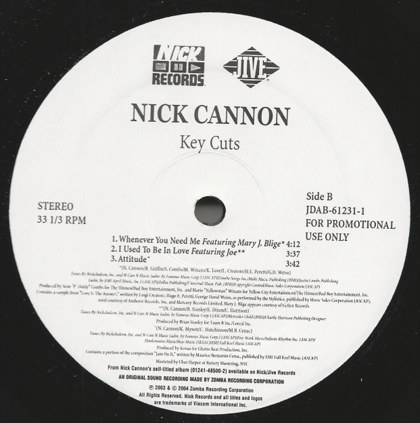 Nick Cannon - Key Cuts | Jive (JDAB-61231-1) - 3 Nick Cannon - Key Cuts | Jive (JDAB-61231-1) - 3