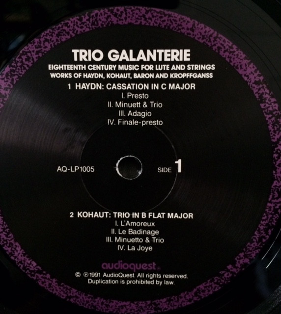 Trio Galanterie - Eighteenth Century Music For Lute And Strings | AudioQuest Music (AQ-LP 1005) - 3 Trio Galanterie - Eighteenth Century Music For Lute And Strings | AudioQuest Music (AQ-LP 1005) - 3