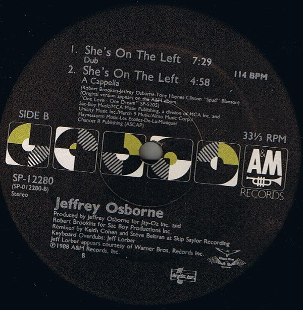 Jeffrey Osborne - She's On The Left | A&M Records (SP-12280) - 2