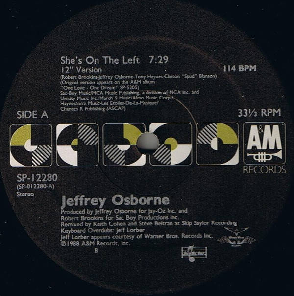 Jeffrey Osborne - She's On The Left | A&M Records (SP-12280) - main
